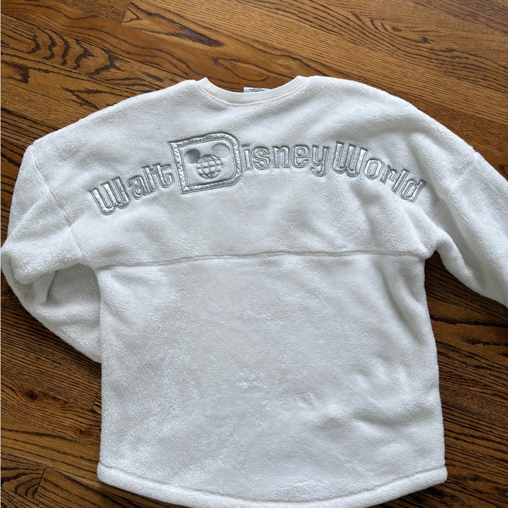 Disney Fuzzy White Varsity Pullover